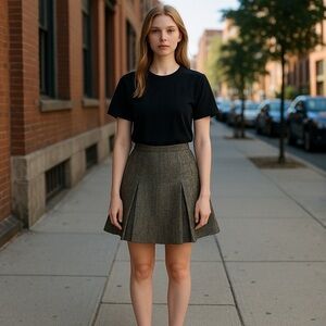 COTÉLAC CONFETTI DOT TIE SILK BOX PLEAT MINI SKIRT